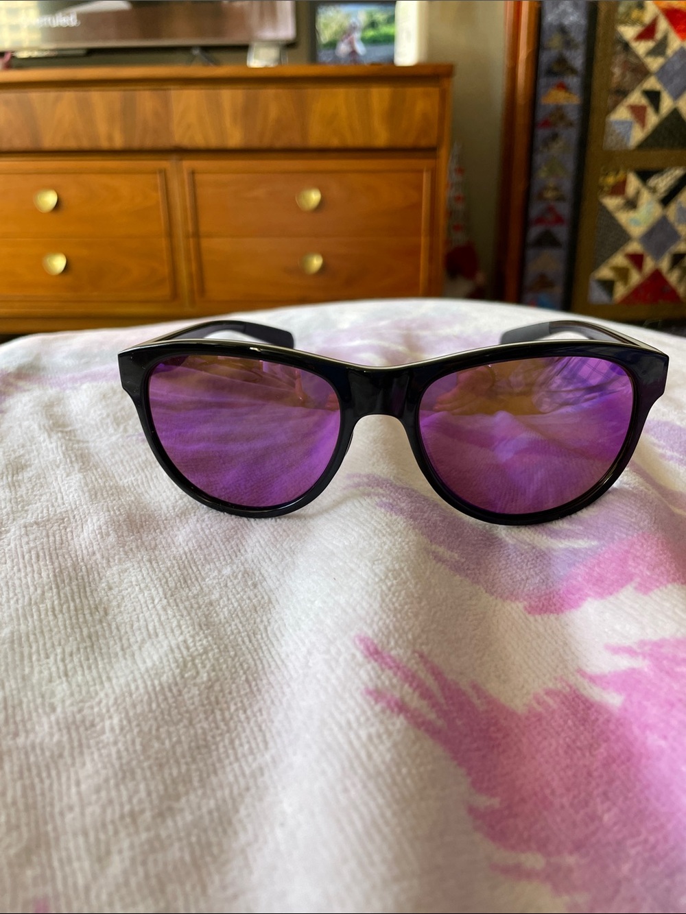 Native Black Sunglasses with Purple Mirror Lenses
